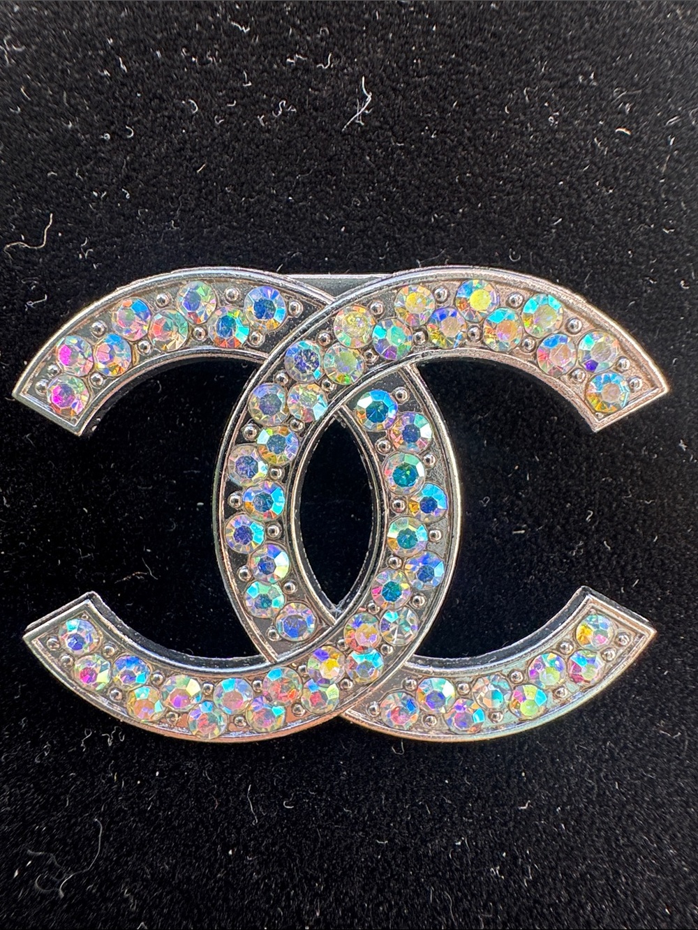 Brooch  Iridescent  CC Logo Brooch in Multicolor and Silver tone